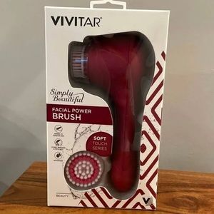 Vivitar, Simply Beautiful, Facial Power Brush; Glitter Series, Ruby Red